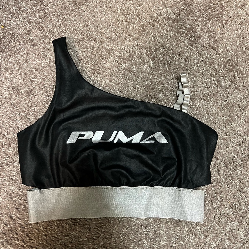 Sportsbra puma black silver one shoulder M